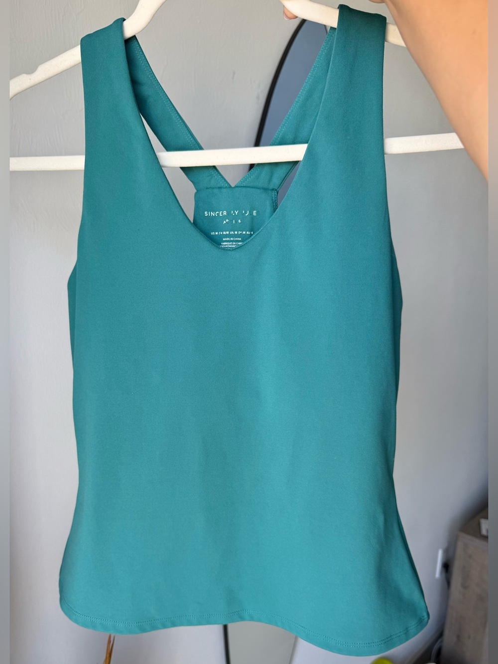 Sincerely Jules Active Cross Back Tank Top Teal Green Medium